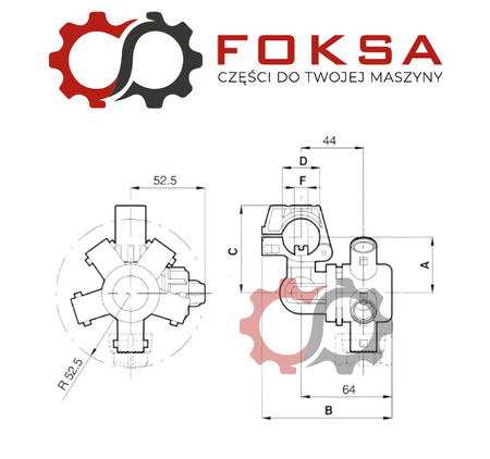 Arag - Uchwyt dyszy pięcioczęściowy do rury 20 mm
