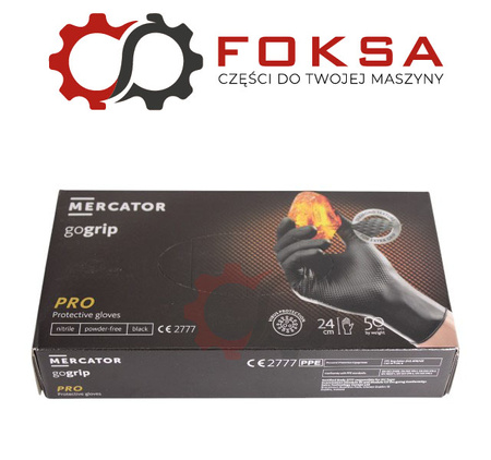 Rękawice nitrylowe Mercator GoGrip czarne rozm. XL - 50szt