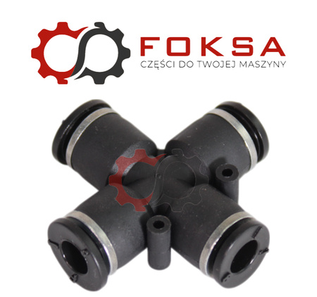 Szybkozłącze plastikowe tekalanu poczwórne Fi 6mm, czarne