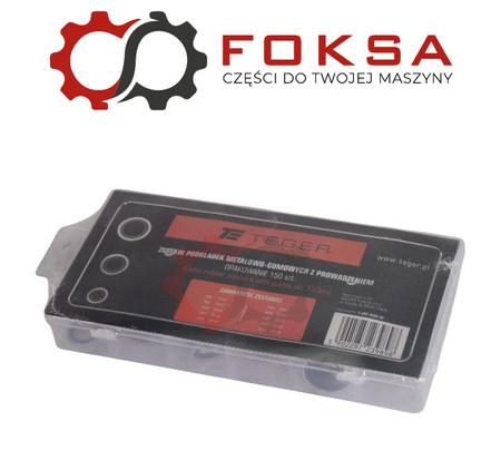 Zestaw podkładek metalowo - gumowych z prowadzeniem 150 szt