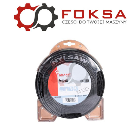 Żyłka podkaszarki 3,0 x 37m ząb piły - czarna