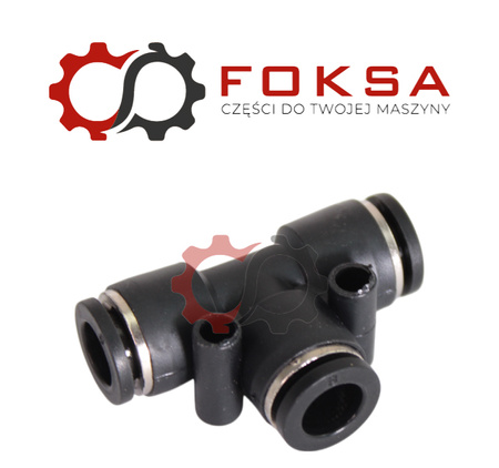 Szybkozłącze plastikowe tekalanu trójnik T Fi 8mm, czarne