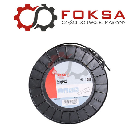 Żyłka podkaszarki 3,0 x 132m ząb piły - czarna