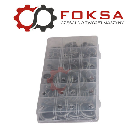 Zestaw podkładek metalowo - gumowych z prowadzeniem 150 szt