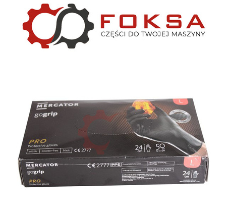 Rękawice nitrylowe Mercator GoGrip czarne rozm. L - 50szt