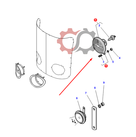 Lampa przednia z płytą montażową