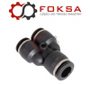 Szybkozłącze plastikowe tekalanu trójnik Y Fi 8mm / 6mm, czarne