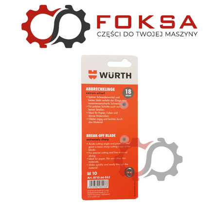 Ostrze noża tapicerskiego odłamywane WURTH