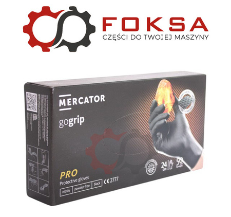 Rękawice nitrylowe Mercator GoGrip czarne rozm. XL - 50szt