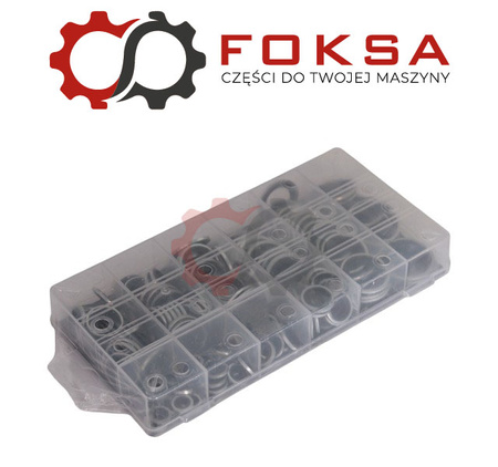 Zestaw podkładek metalowo - gumowych z prowadzeniem 150 szt