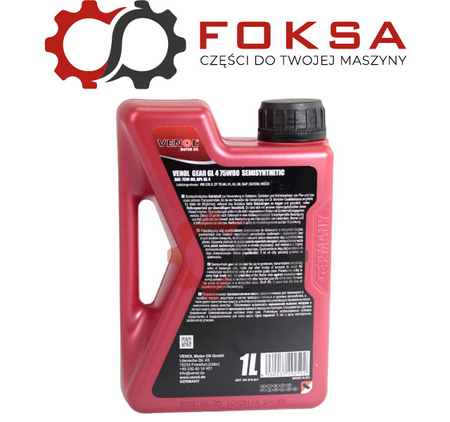 Olej przedkładniowy do skrzyni biegów VENOL 1L 75W80