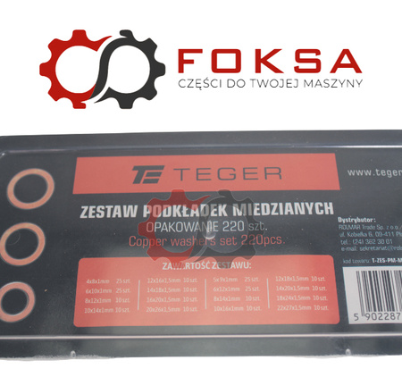 Zestaw podkładek miedzianych 220szt